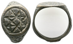 ANCIENT ROMAN BRONZE STAR OF DAVID RING.(3rd–4th centuries).Ae