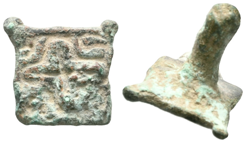 ANCIENT ROMAN BRONZE STAMP SEAL.(1st-2nd century).Ae.

Weight: 8,8 gr
Diamete...