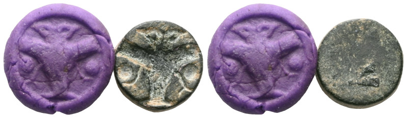 ANCIENT ROMAN BRONZE STAMP SEAL.(1st-2nd century).Ae.

Weight: 5,9 gr
Diamete...