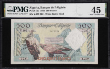 ALGERIA. Banque de l'Algerie. 500 Francs, 1958. P-117. PMG Choice Extremely Fine 45.
The obverse shows a vulture and eagle with ram's head watermark ...