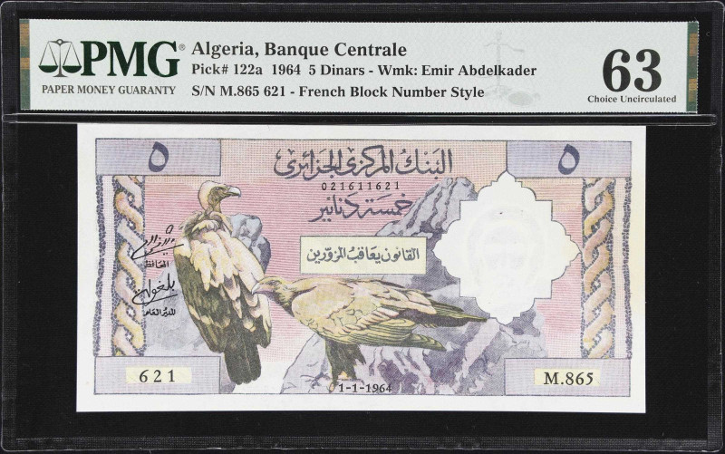 ALGERIA. Banque Centrale d'Algerie. 5 Dinars, 1964. P-122a. PMG Choice Uncircula...