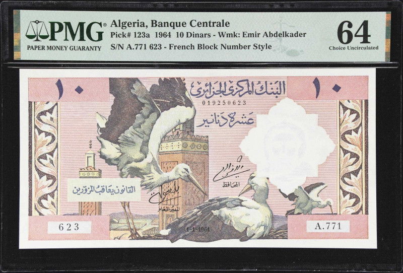 ALGERIA. Banque Centrale d'Algerie. 10 Dinars, 1964. P-123a. PMG Choice Uncircul...