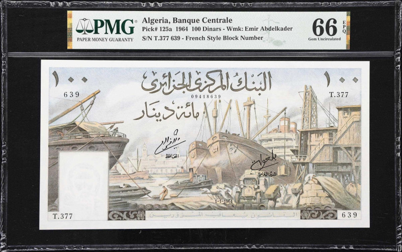 ALGERIA. Banque Centrale d'Algerie. 100 Dinars, 1964. P-125a. PMG Gem Uncirculat...