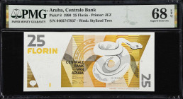 ARUBA. Centrale Bank Van Aruba. 25 Florin, 1990. P-8. PMG Superb Gem Uncirculated 68 EPQ.
Only 1 example graded slightly higher in SGU 69 EPQ.

Est...