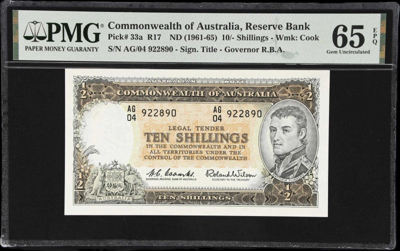 AUSTRALIA. Reserve Bank of Australia. 10 Shillings, ND (1961-65). P-33a. R17. PM...