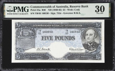 AUSTRALIA. Reserve Bank of Australia. 5 Pounds, ND (1960-65). P-35a. R50. PMG Very Fine 30.

Estimate: $50.00- $100.00