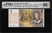 AUSTRALIA. Reserve Bank. 1 Dollar, ND (1976). P-42b1. R76a. PMG Gem Uncirculated 66 EPQ.

Estimate: $100.00- $150.00