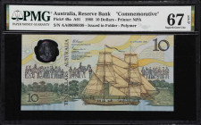 AUSTRALIA. Reserve Bank of Australia. 10 Dollars, 1988. P-49a. A01. Commemorative. PMG Superb Gem Uncirculated 67 EPQ.

Estimate: $75.00- $100.00