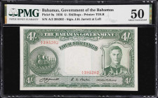 BAHAMAS. Bahamas Government. 4 Shillings, 1936. P-9a. PMG About Uncirculated 50.
High grade for type.

Estimate: $200.00- $400.00