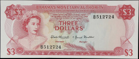 BAHAMAS. Bahamas Monetary Authority. 3 Dollars, 1968. P-28. Uncirculated.

Estimate: $60.00- $120.00