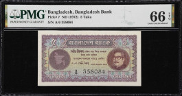 BANGLADESH. Bangladesh Bank. 5 Taka, ND (1972). P-7. PMG Gem Uncirculated 66 EPQ.
PMG Comments "Staple Holes at Issue."

Estimate: $200.00- $400.00