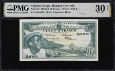 BELGIAN CONGO. Banque Centrale. 20 Francs, 1957. P-31. PMG Very Fine 30 EPQ.
Dated March 1st, 1957.

Estimate: $100.00- $150.00