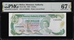 BELIZE. Monetary Authority of Belize. 1 Dollar, 1980. P-38a. PMG Superb Gem Uncirculated 67 EPQ.

Estimate: $75.00- $100.00