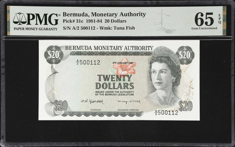 BERMUDA. Bermuda Monetary Authority. 20 Dollars, 1981. P-31c. PMG Gem Uncirculat...