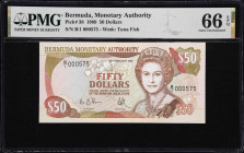 BERMUDA. Bermuda Monetary Authority. 50 Dollars, 1989. P-38. PMG Gem Uncirculated 66 EPQ.

Estimate: $200.00- $300.00