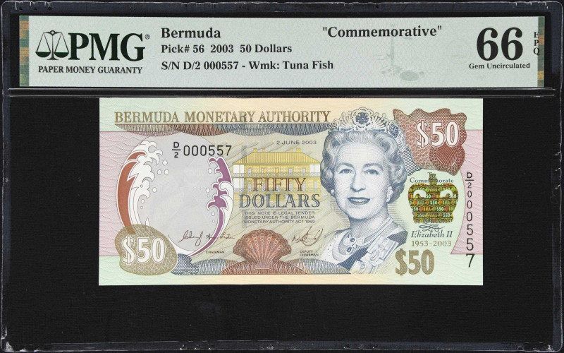 BERMUDA. Bermuda Monetary Authority. 50 Dollars, 2003. P-56. Commemorative. PMG ...