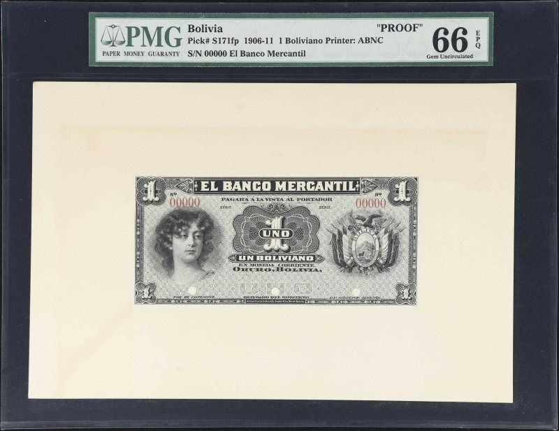 BOLIVIA. Lot of (2). Banco Mercantil. 1 Boliviano, ND (1906-11). P-S171fp & S171...