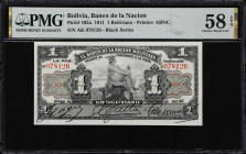 BOLIVIA. Lot of (2). Banco de la Nacion. 1 Boliviano, 1911. P-102a & 103. PMG About Uncirculated 55 to Choice About Uncirculated 58 EPQ.

Estimate: ...