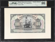 BOLIVIA. Banco de la Nacion Boliviana. 100 Bolivianos, 1911. P-Unlisted. Front Proof. PMG Gem Uncirculated 66 EPQ.

Estimate: $175.00- $300.00