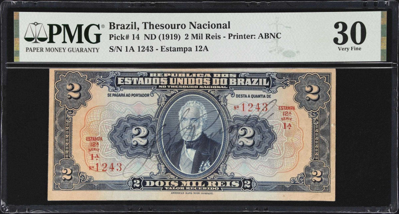 BRAZIL. Thesouro Nacional. 2 Mil Reis, ND (1919). P-14. PMG Very Fine 30.

Est...