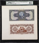 BRAZIL. Tesouro Nacional. 20 Mil Reis, 1919. P-46p. Front & Back Proofs. PMG Choice Uncirculated 64 EPQ.
Printed by ABNC. Lovely multicolored underpr...