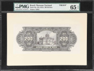 BRAZIL. Thesouro Nacional. 200 Mil Reis, ND (1925). P-81p. Proof. PMG Gem Uncirculated 65 EPQ.

Estimate: $150.00- $250.00