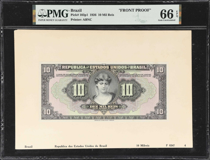 BRAZIL. Republica dos Estados Unidos do Brasil. 10 Mil Reis, 1926. P-103p1. Fron...