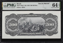 BRAZIL. Lot of (2). Caixa de Estabilizacao. 200 Mil Reis, ND (1926). P-107p1 & 107p2. Front & Back Proofs. PMG Choice Uncirculated 64 EPQ & Gem Uncirc...