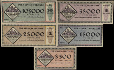 BRAZIL. Lot of (5). Breijinho das Ametistas. 1, 2, 5, 10 & 500 Mil Reis, 1918-33. P-Unlisted. About Uncirculated to Uncirculated.

Estimate: $200.00...