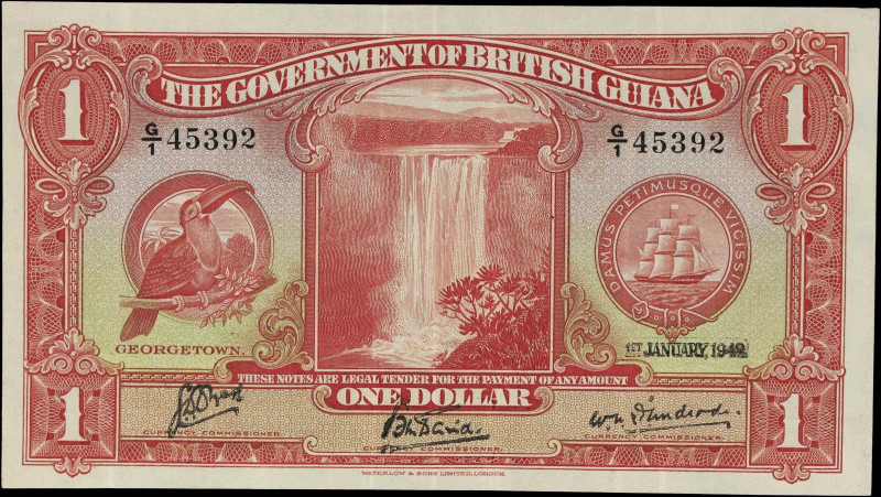 BRITISH GUIANA. Government of British Guiana. 1 Dollar, 1942. P-12c. Very Fine....