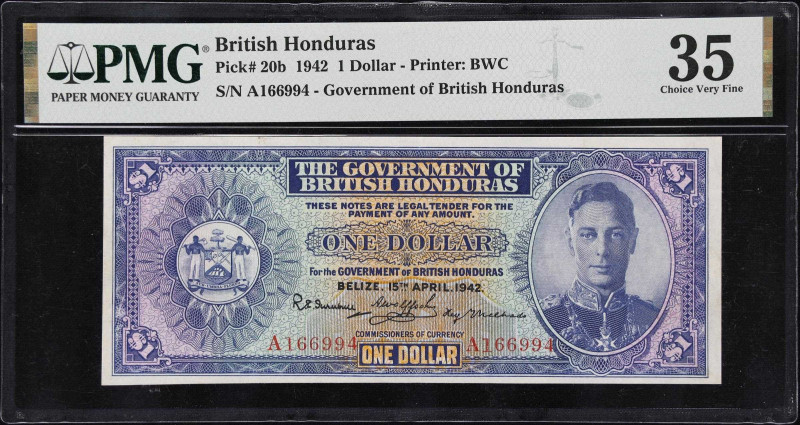 BRITISH HONDURAS. Government of British Honduras. 1 Dollar, 1942. P-20b. PMG Cho...