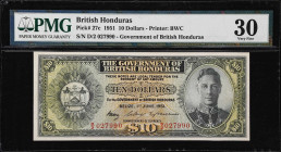 BRITISH HONDURAS. Government of British Honduras. 10 Dollars, 1951. P-27c. PMG Very Fine 30.
Printed by BWC. Dated June 1st, 1951. The highest denomi...