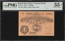 BRITISH WEST AFRICA. West African Currency Board. 1 Shilling, 1918. P-1a. PMG About Uncirculated 55 EPQ.

Estimate: $200.00- $400.00