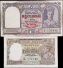 BURMA. Lot of (2). Military Administration of Burma. 5 & 10 Rupees, ND (1945). P-26b & 28. Very Fine.

Estimate: $200.00- $300.00