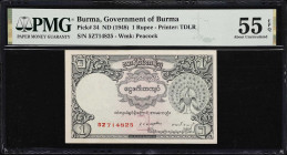 BURMA. Lot of (2). Government of Burma & Union Bank of Burma. 1 & 100 Rupees, ND (1948-53). P-34 & 41. PMG Very Fine 30 & About Uncirculated 55 EPQ.
...