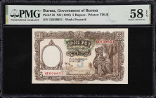 BURMA. Government of Burma. 5 Rupees, ND (1948). P-35. PMG Choice About Uncirculated 58 EPQ.

Estimate: $200.00- $400.00