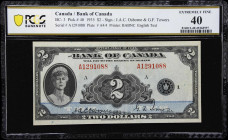 CANADA. Bank of Canada. 2 Dollars, 1935. BC-3. PCGS Banknote Extremely Fine 40.
Printed by BABN. J.A.C. Osborne-G.F. Towers signature combination. En...