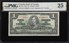 CANADA. Bank of Canada. 1 Dollar, 1937. BC-21a. PMG Very Fine 25.

Estimate: $25.00- $50.00