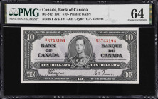 CANADA. Bank of Canada. 10 Dollars, 1937. BC-24c. PMG Choice Uncirculated 64.

Estimate: $50.00- $100.00