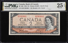 CANADA. Lot of (3). Bank of Canada. 1 & 2 Dollars, 1954. BC-29b & BC-30b. PMG Very Fine 25 & 25 EPQ.

Estimate: $75.00- $150.00