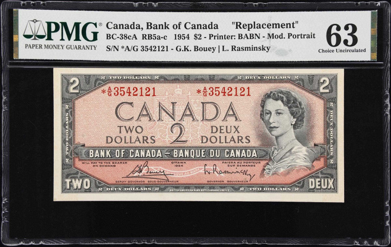 CANADA. Bank of Canada. 2 Dollars, 1954. BC-38cA. RB5a-c. Replacement. PMG Choic...