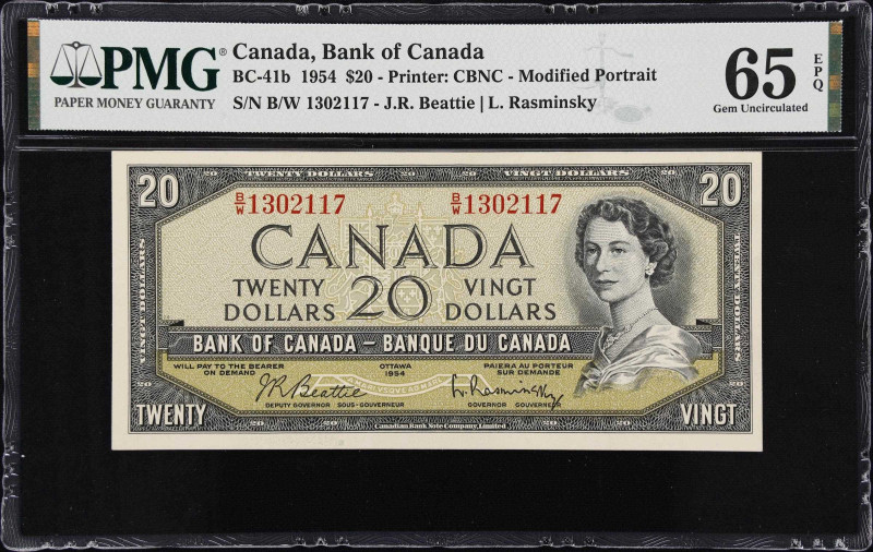 CANADA. Lot of (4). Bank of Canada. 2, 5, 10 & 20 Dollars, 1954. BC-38d, BC-39c,...