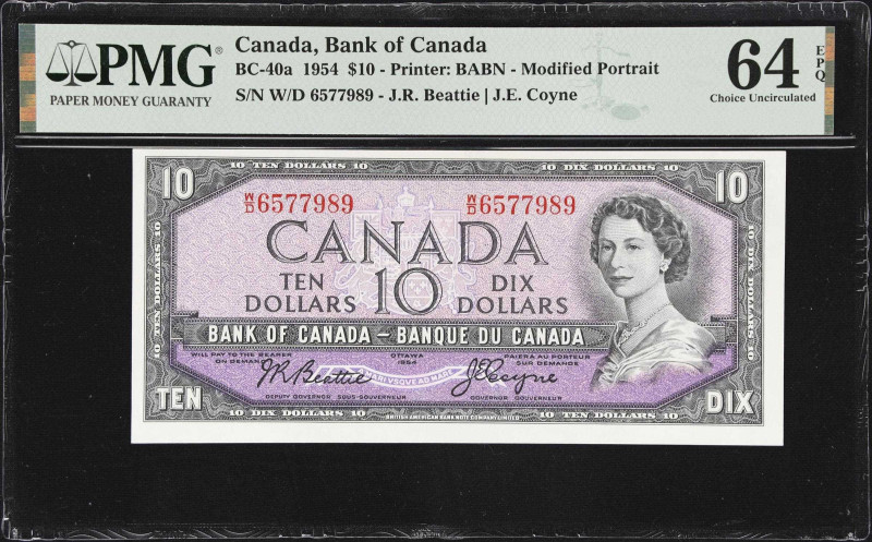 CANADA. Bank of Canada. 10 Dollars, 1954. BC-40a. PMG Choice Uncirculated 64 EPQ...