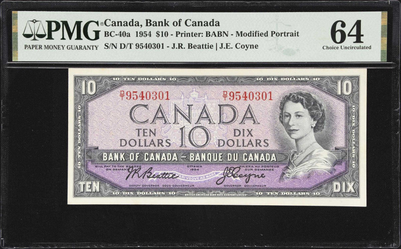 CANADA. Lot of (2). Bank of Canada. 10 Dollars, 1954. BC-40a & BC-40b. PMG Choic...