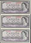 CANADA. Lot of (3). Bank of Canada. 10 Dollars, 1954. BC-40b. Consecutive. About Uncirculated to Uncirculated.
Serial numbers U/T 2319371-373.

Est...