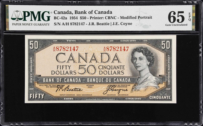 CANADA. Bank of Canada. 50 Dollars, 1954. BC-42a. PMG Gem Uncirculated 65 EPQ.
...