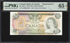CANADA. Lot of (2). Bank of Canada. 20 Dollars, 1979. BC-54bA-i. Replacements. PMG Gem Uncirculated 65 EPQ.
A stunning GEM pair of Crow Bouey 516 rep...