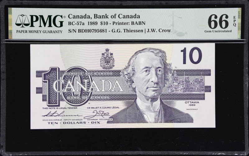 CANADA. Bank of Canada. 10 Dollars, 1989. BC-57a. PMG Gem Uncirculated 66 EPQ.
...