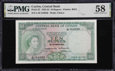 CEYLON. Central Bank of Ceylon. 10 Rupees, 1954. P-55. PMG Choice About Uncirculated 58.
Dated October 16th, 1954.

Estimate: $200.00- $400.00