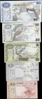 CEYLON. Lot of (5). Central Bank of Ceylon. 2, 5, 10, 20 & 50 Rupees, 1979. P-83a, 84a, 85a, 86a & 87a. Uncirculated.
From the Scott Lindquist Collec...